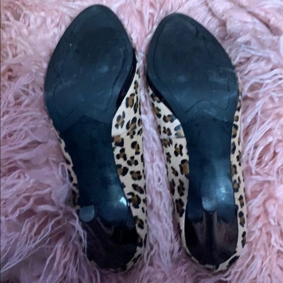 Franco Sarto Womans 10M Darren2 Honey Calf Hair Leopard Print 3.75" Heal Almond - Picture 8 of 8